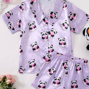 Girls 11-12 silk panda pjs